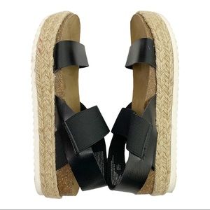 Big Buddha Espadrille Platform Vegan Leather Sandals Women’s Black Brown Size 9